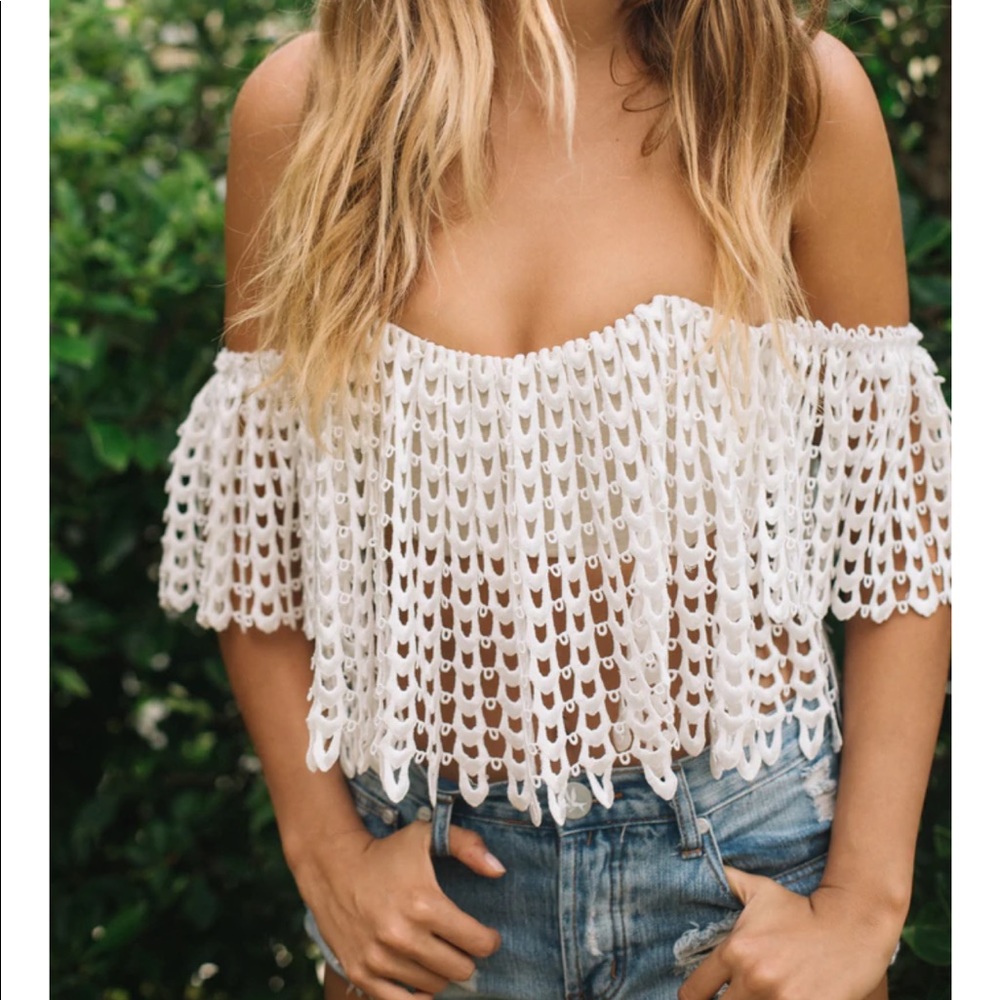 White strapless top